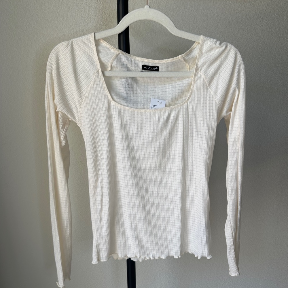 UO Long Sleeve Cream Top